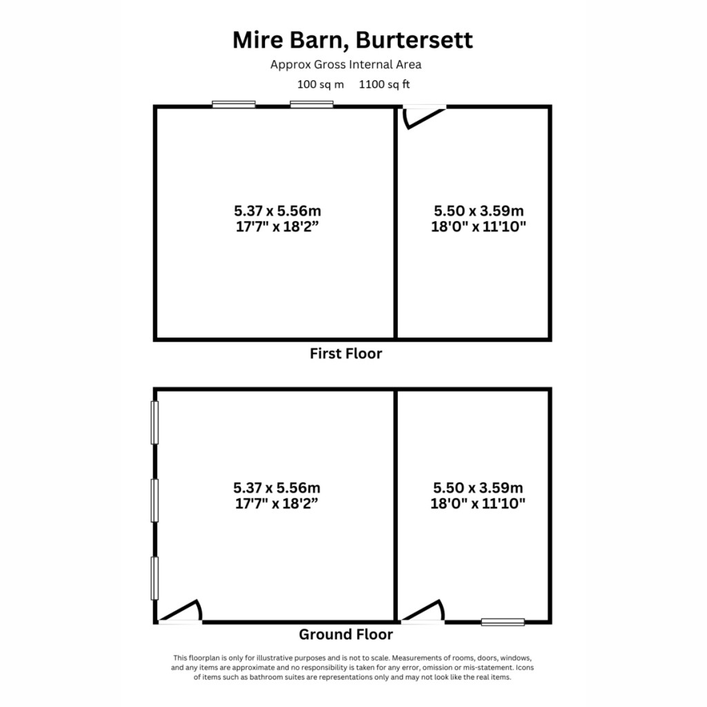 Floorplans For Mire Barn, Burtersett