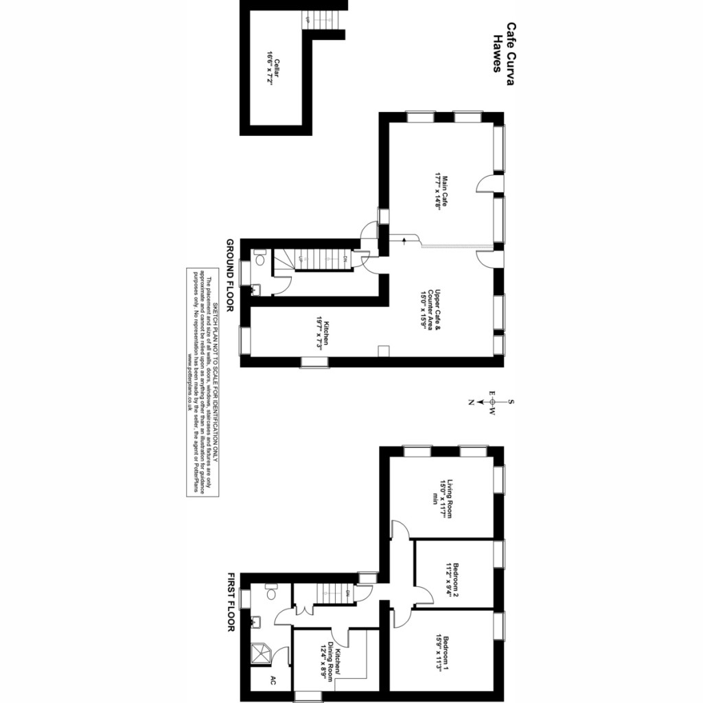 Floorplans For Caffe Curva Market Place, Hawes DL8 3QZ
