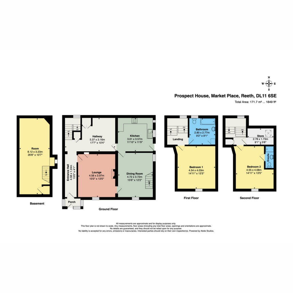 Floorplans For Prospect House, Market Place, Reeth, DL11 6