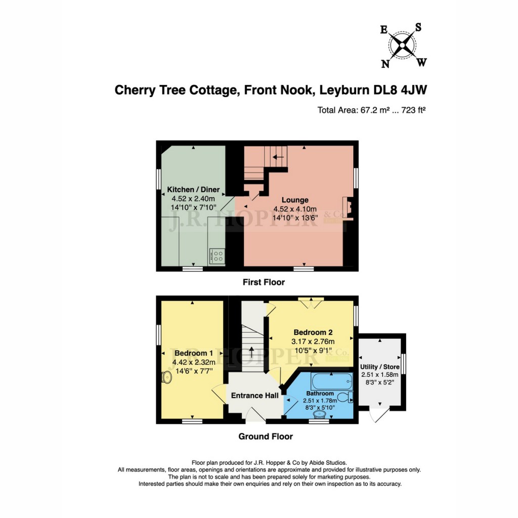 Floorplans For Cherry Tree Cottage, Front Nook, West Burton DL8 4JW