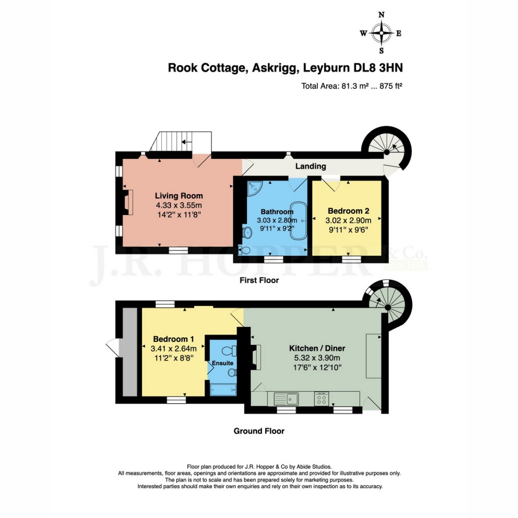 Floorplans For Rook Cottage West End, Askrigg